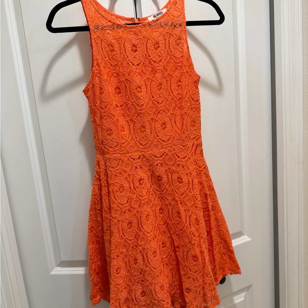 Coral Lace Sleeveless Dress